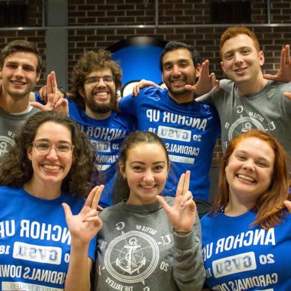 A photo of student senators wearing BOTV t-shirts.